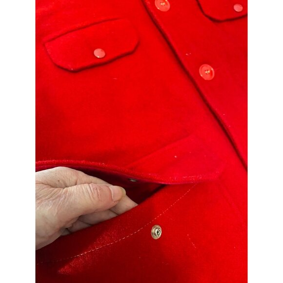 Vintage Johnson Woolen Mills Red Wool Jacket Size 44 USA Buttons 4 Pockets - Picture 6 of 12